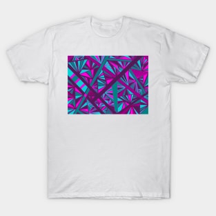 Stained Glass -- Teal, Turquoise, Pink, and Fuchsia T-Shirt